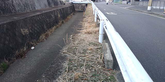 大谷川がコンクリートで固めれていますが水がない